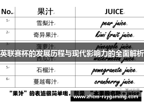 英联赛杯的发展历程与现代影响力的全面解析